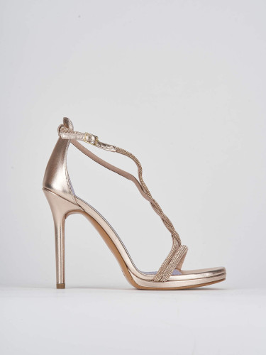 High heel sandals heel 9 cm pink leather