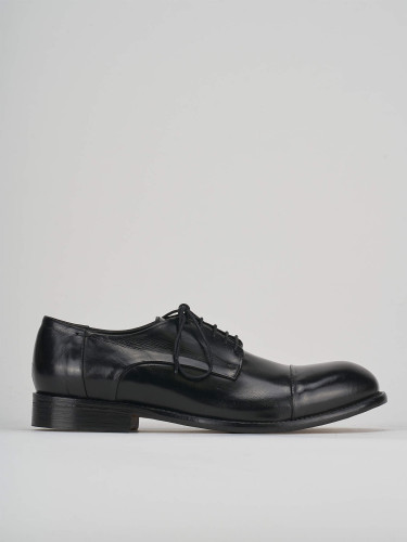 Zapatos de cordones tacón 1 cm negro cuero