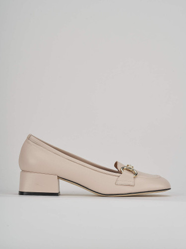 Mocasines tacón 4 cm beis cuero