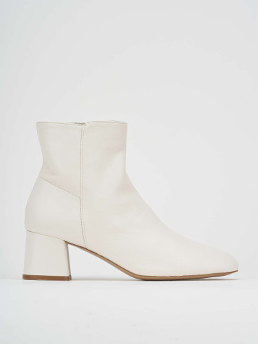 Botines de tacón alto tacón 5 cm blanco cuero