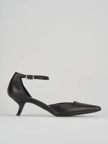 Zapatos de salón tacón 3 cm negro cuero
