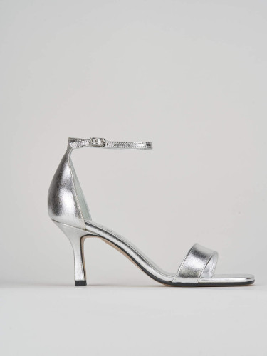 Sandalias de tacón alto tacón 6 cm oro cuero