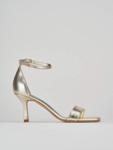High heel sandals heel 6 cm gold leather