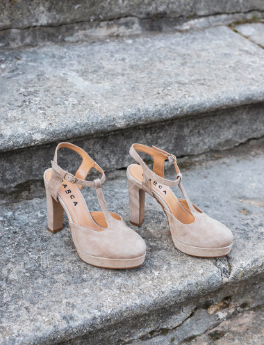 Zapatos de salón tacón 11 cm beis ante