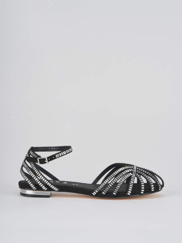 Low heel sandals heel 1 cm black suede