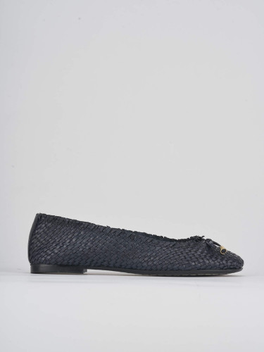 Bailarinas tacón 1 cm azul cuero