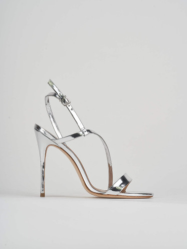 High heel sandals heel 11 cm silver patent