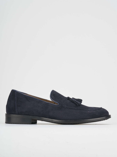 Mocasines tacón 1 cm azul ante