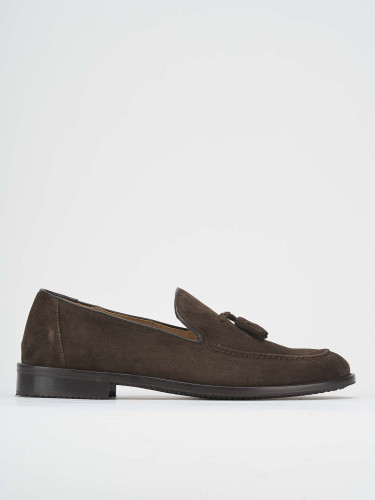 Mocasines tacón 1 cm marrón oscuro ante