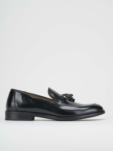 Mocasines tacón 1 cm negro cuero