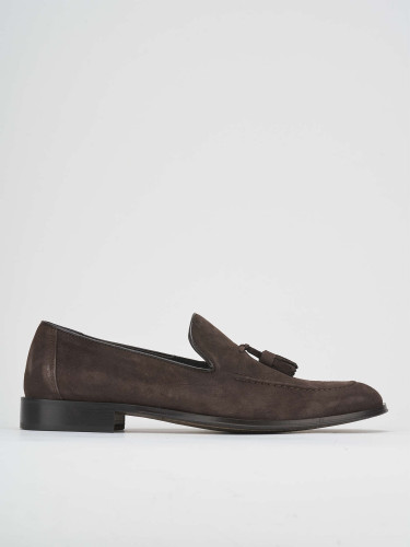 Mocasines tacón 2 cm marrón oscuro ante