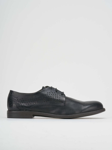 Zapatos de cordones tacón 1 cm negro cuero