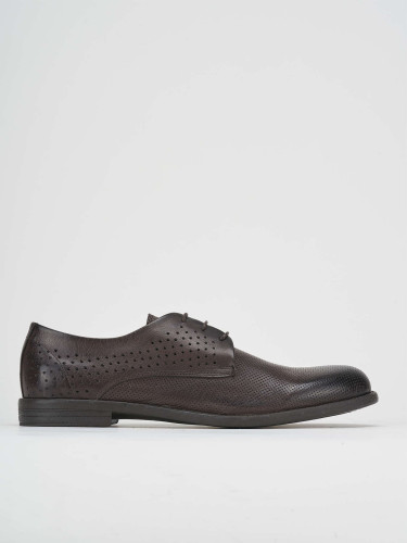 Zapatos de cordones tacón 1 cm marrón oscuro cuero