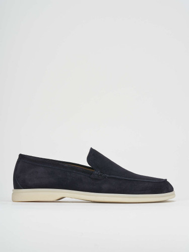 Mocasines tacón 1 cm azul ante