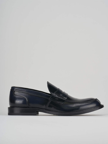 Mocasines tacón 2 cm azul cuero