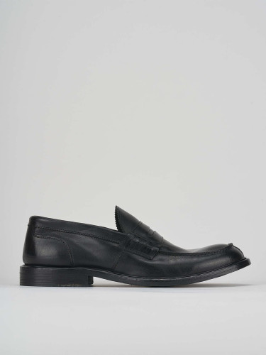 Mocassino tacco 2 cm nero pelle