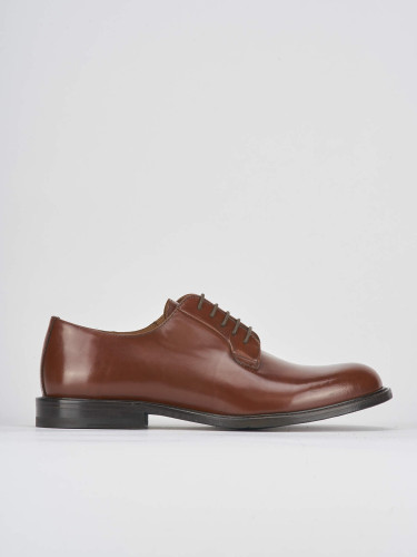 Stringate tacco 1cm pelle marrone