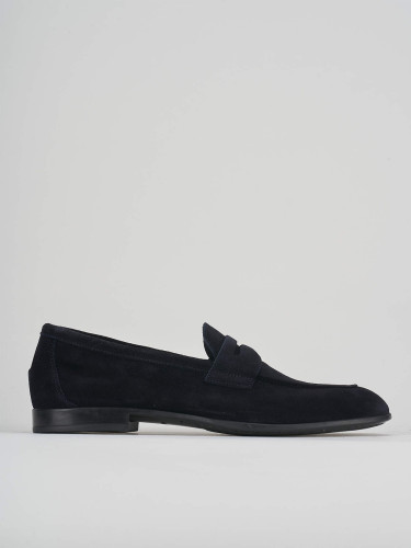 Mocasines tacón 1 cm azul ante