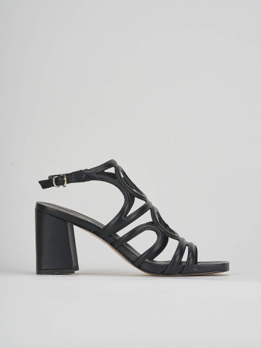 Sandalias de tacón alto tacón 8 cm negro cuero