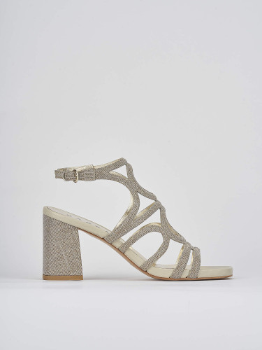 Sandalias de tacón alto tacón 8 cm oro cuero