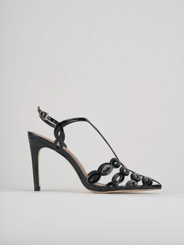 Sandalias de tacón alto tacón 11 cm negro charol
