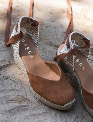 Espadrillas heel 9 cm brown suede