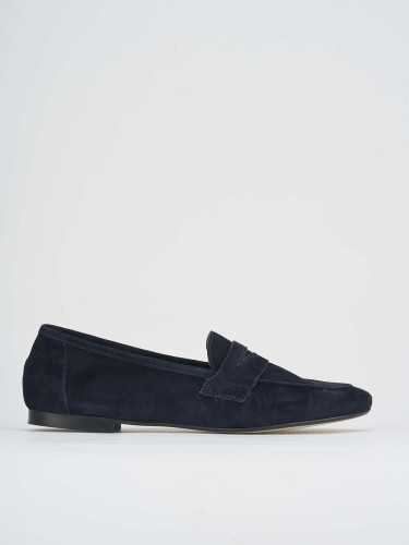 Mocasines tacón 1 cm azul ante