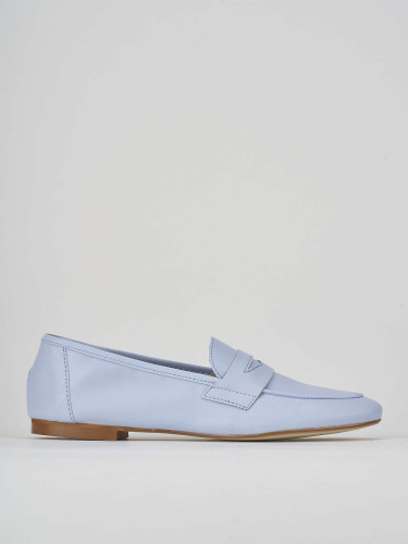 Mocasines tacón 1 cm turquesa cuero