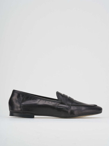 Mocasines tacón 1 cm negro cuero