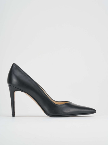 Zapatos de salón tacón 8 cm negro cuero