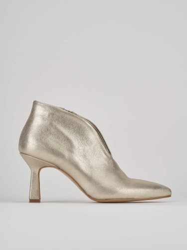 Botines de tacón alto tacón 6 cm oro cuero