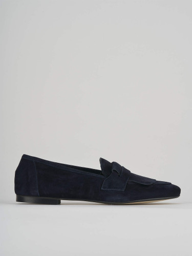 Mocasines tacón 1 cm azul ante