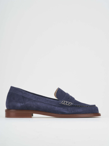 Mocasines tacón 1 cm azul ante