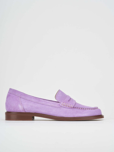 Mocasines tacón 1 cm rosa ante