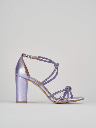 Sandalias de tacón alto tacón 9 cm rosa cuero