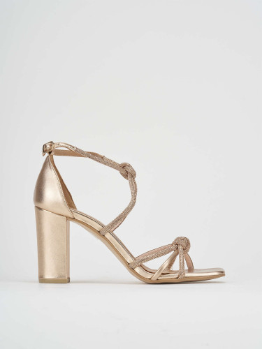 Sandalias de tacón alto tacón 9 cm rosa cuero