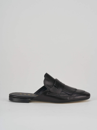 Zuecos con tacón tacón 1 cm negro cuero