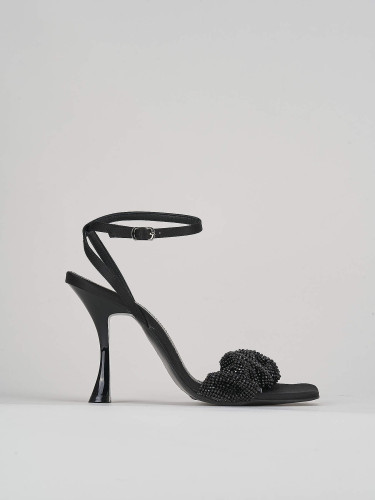 Sandalias de tacón alto tacón 10 cm negro cuero