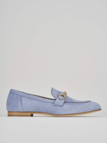 Loafers heel 1 cm light blue suede