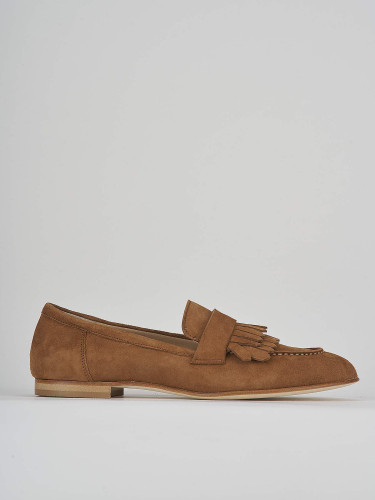 Mocasines tacón 1 cm marrón ante