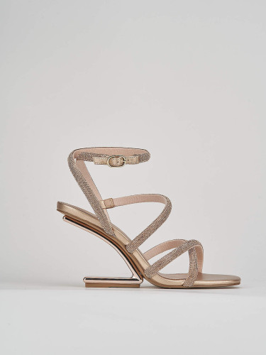 Sandali tacco 9cm pelle oro