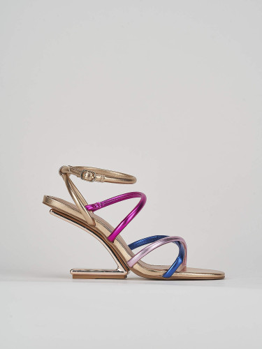 High heel sandals heel 9 cm pink leather
