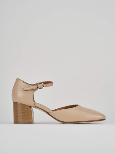 Pumps heel 7 cm beige leather