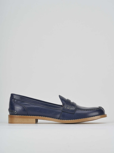 Loafers heel 2 cm blu leather