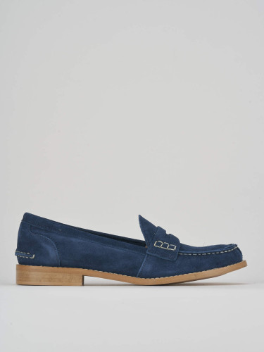 Loafers heel 2 cm blu suede