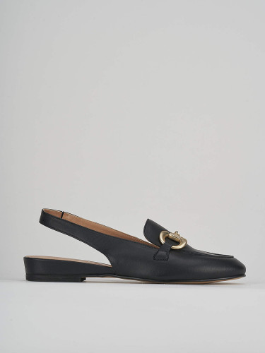 Mocasines tacón 1 cm negro cuero