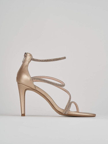 Sandalias de tacón alto tacón 9 cm rosa cuero