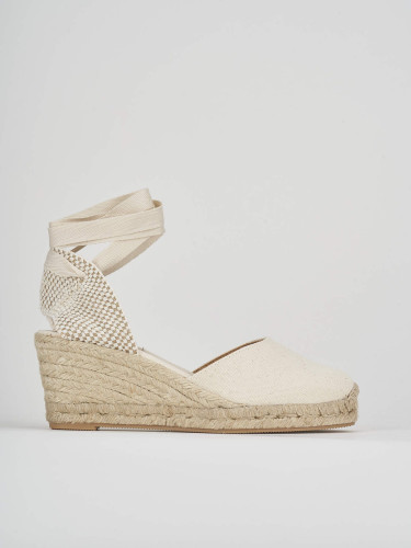 Alpargatas tacón 6 cm beis tejido