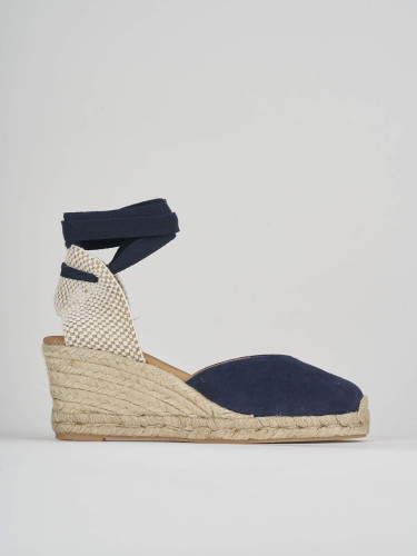 Alpargatas tacón 6 cm azul ante