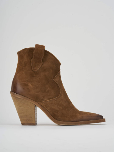 Stivaletto texano tacco 7 cm marrone camoscio